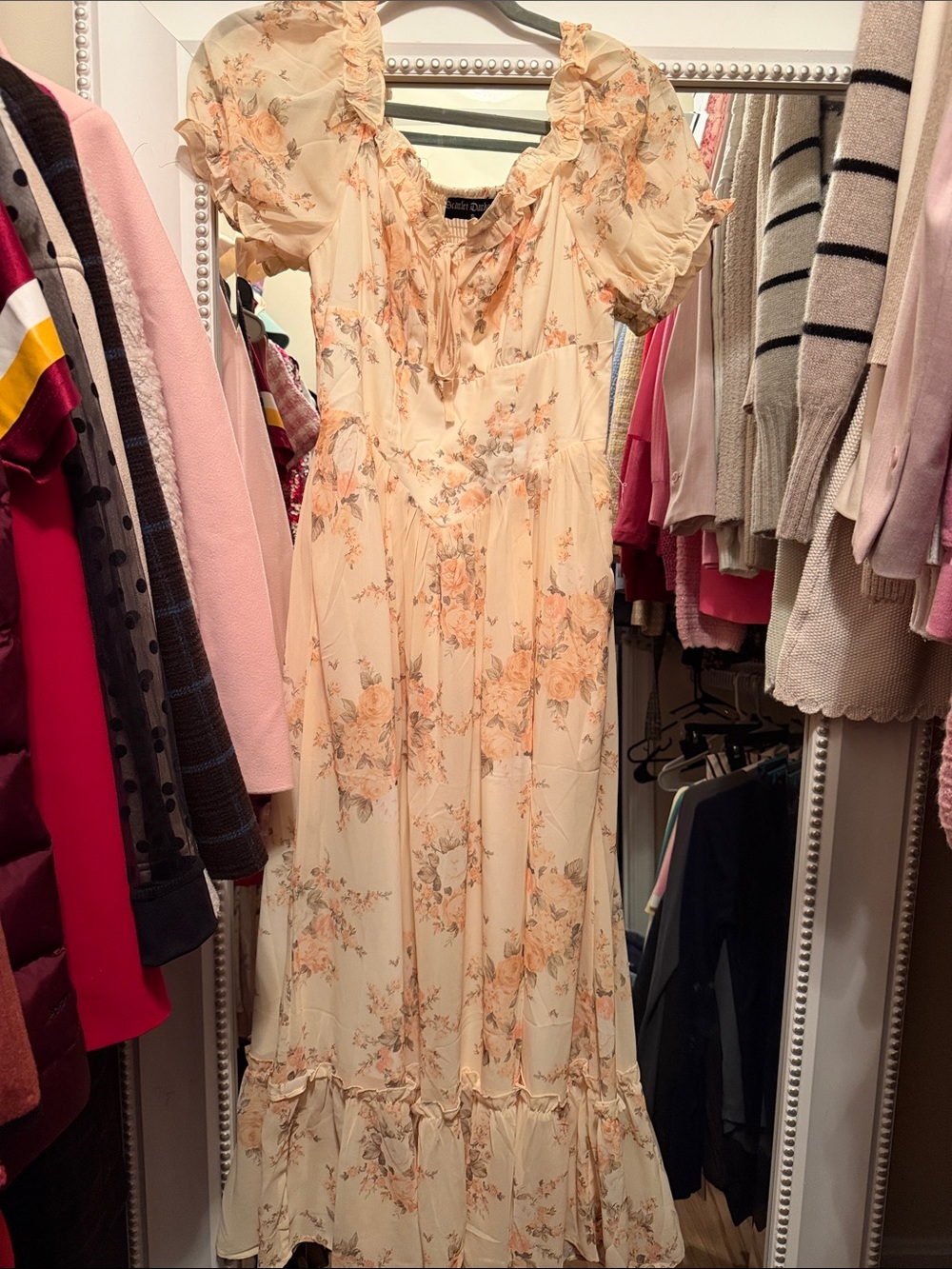 Floral Ruffle Maxi Dress - yellow